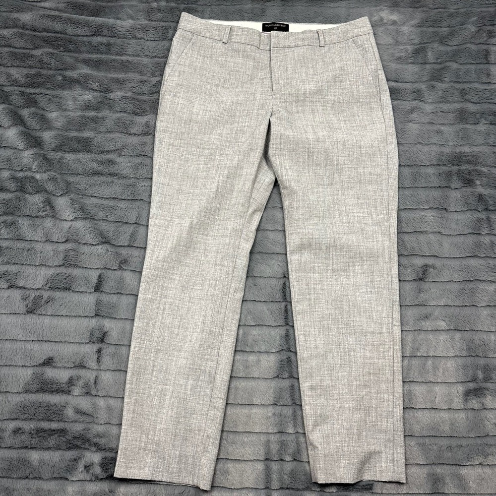 Banana Republic Ryan Dress Pants Womens 8P Gray Straight Leg Stretch Trousers